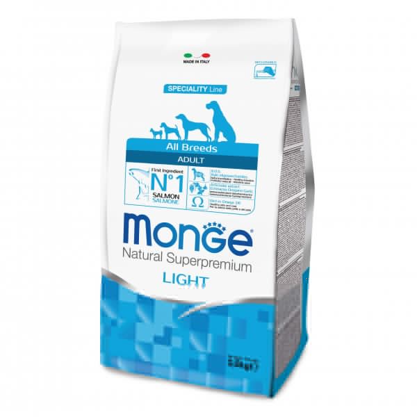 pet food contro l'obesità: monge all-b-light-salmone2,5kg