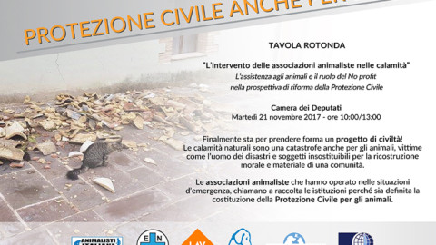 Convegno alla Camera: &quot;L'intervento delle associazioni animaliste nelle calamit&agrave;&quot;